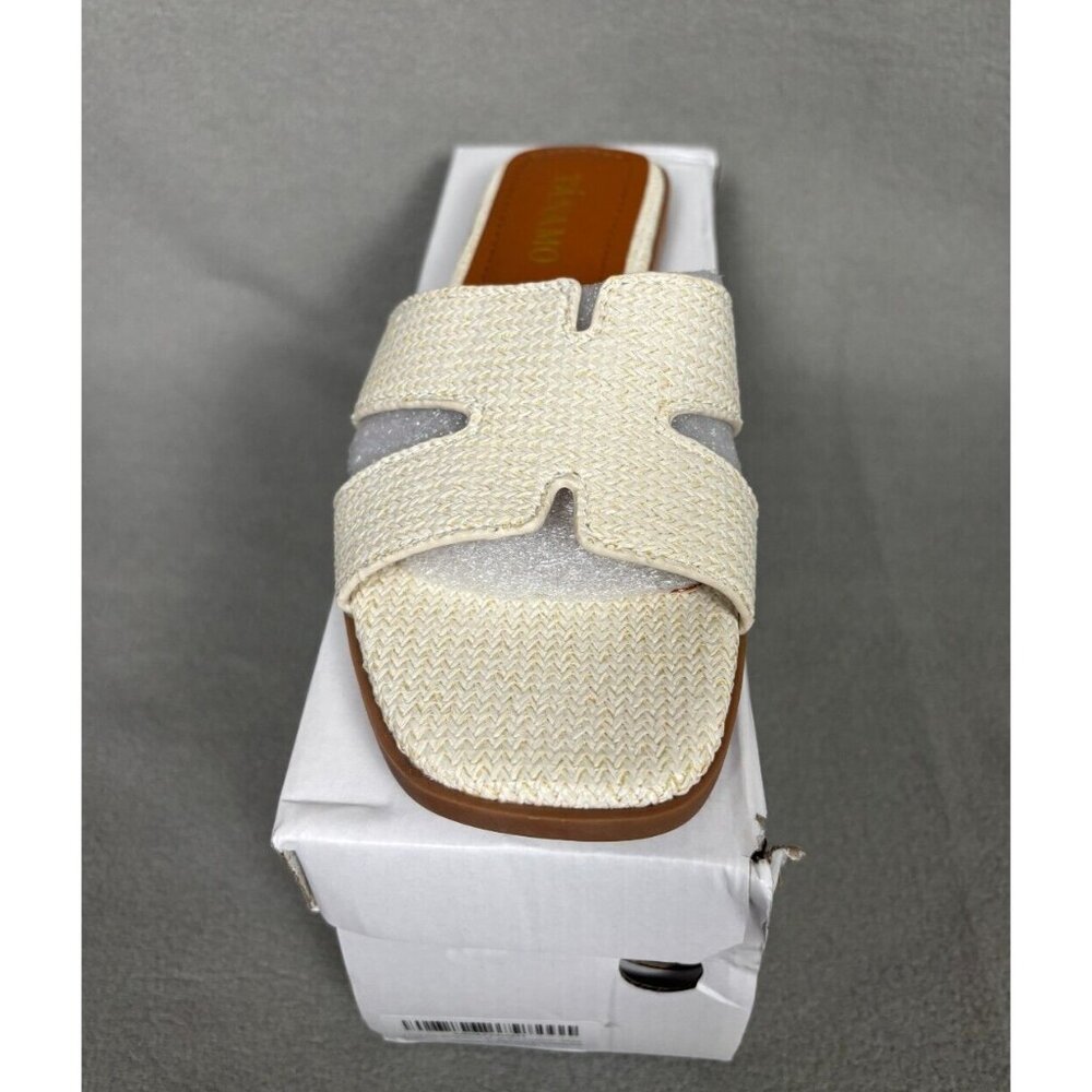 Tanamo Women's Sandals Slip on Slides Dressy Casual Flats Open Toe Cream 6 NWB. - Picture 7 of 8